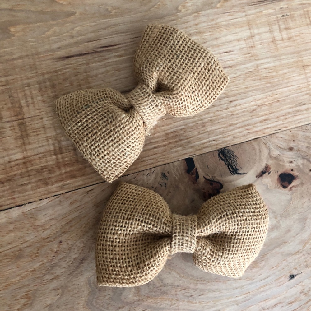 Burlap bow tie and hair bow set